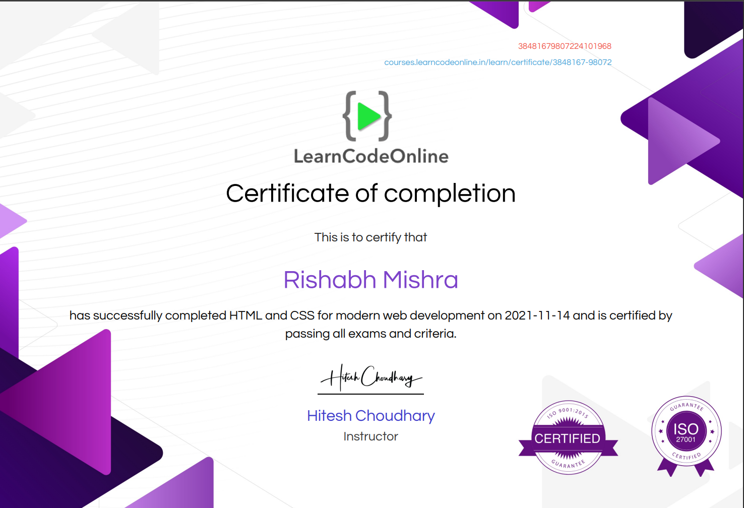 certificate