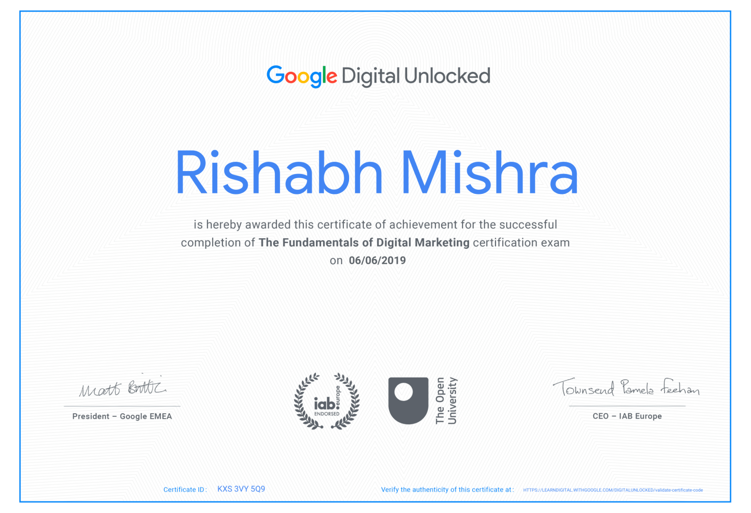 certificate